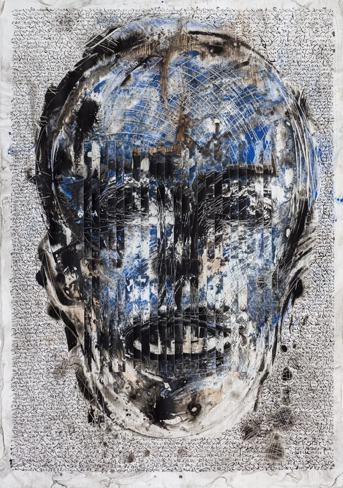 Visage à fragmentation — encre sur papier